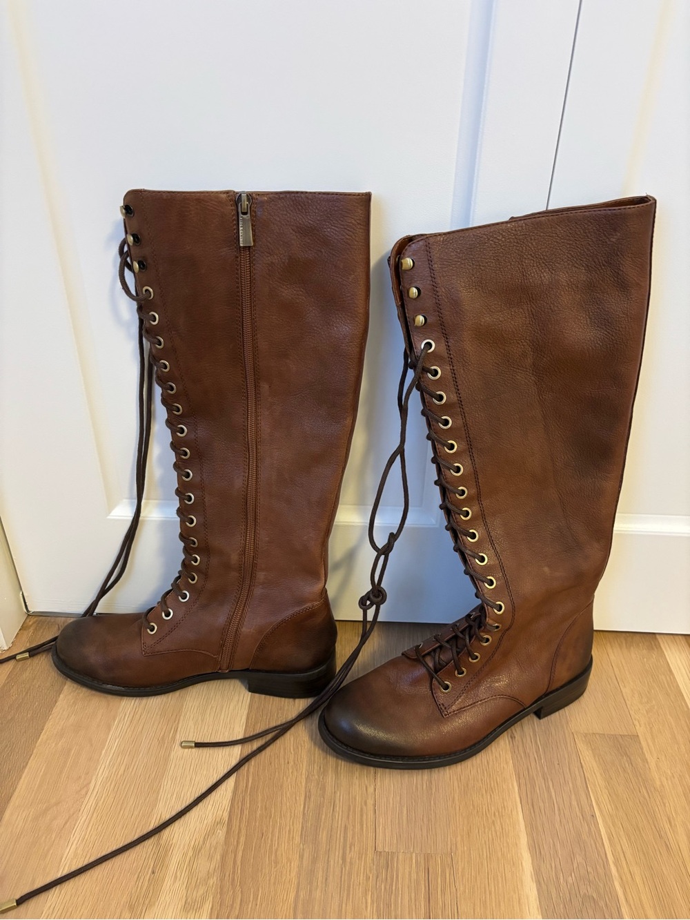 Women's Brown Lace-Up Riding Boots